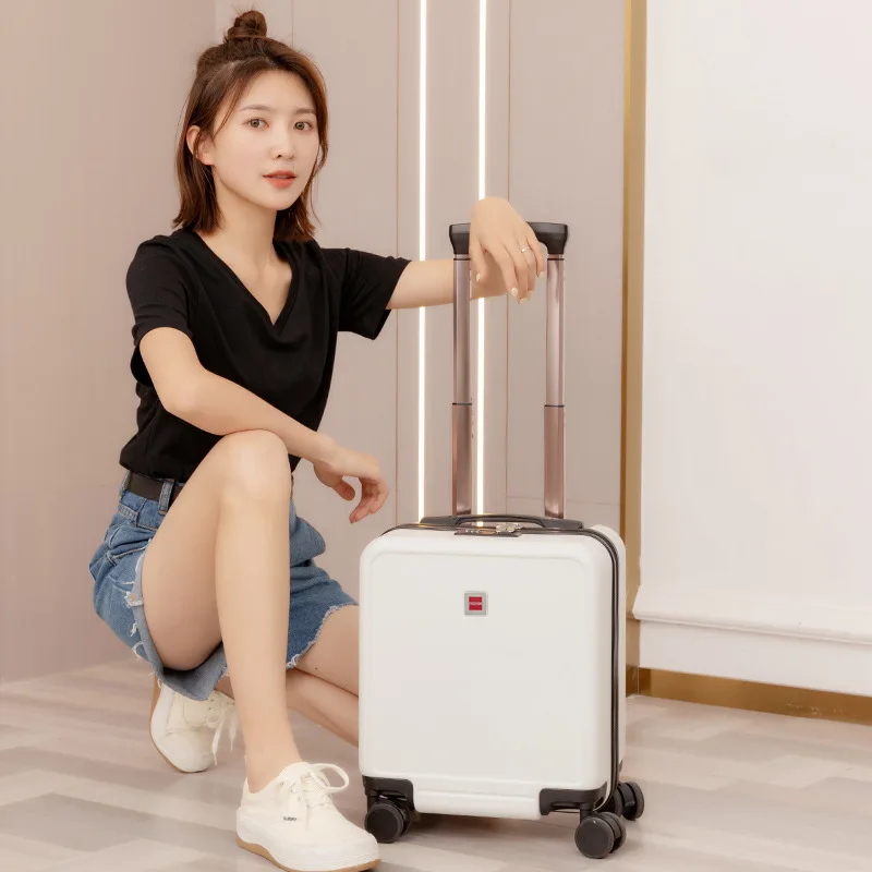 14 Inch Carry on Luggage with Wheels Travel Suitcases Bag ABS+PC Lightweight Combination Lock Fashion Trolley Luggage