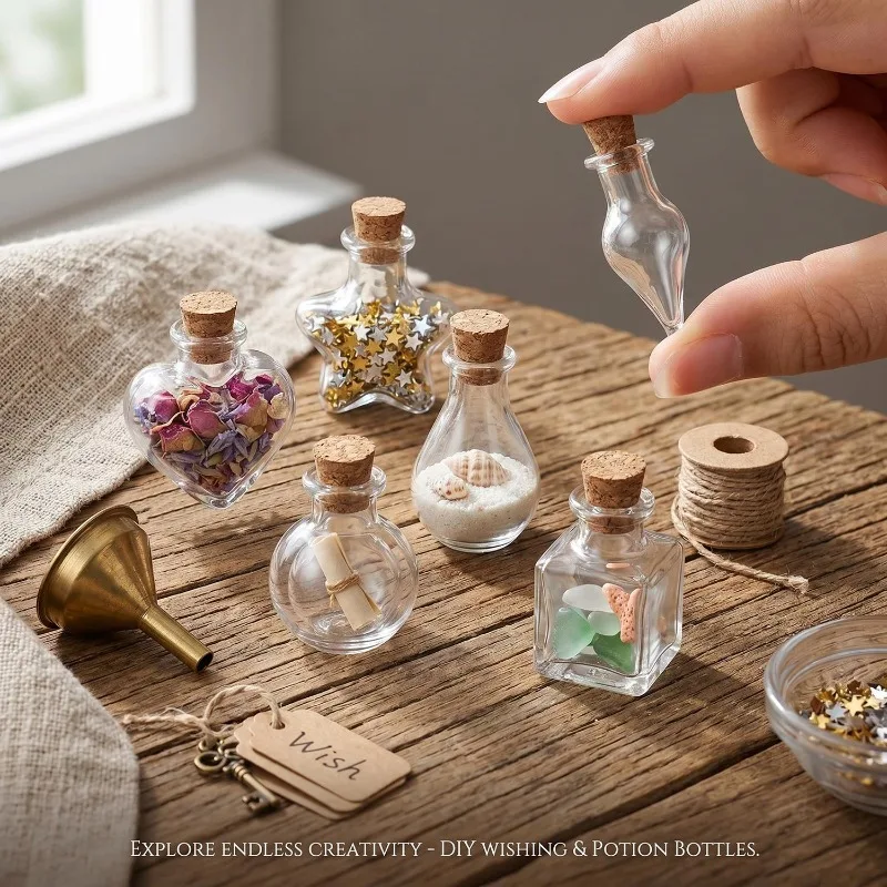 Transparent Mini Glass Bottles With Cork Stoppers Small Wishing Message Bottle For DIY Wedding Party Favors Decoration Supplies