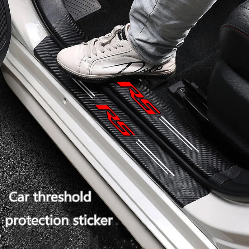 Carbon Fiber Car Threshold Protective Film Waterproof Car Sticker For Chevrolet RS Corvette Camaro Tahoe Cruze Malibu Accessorie