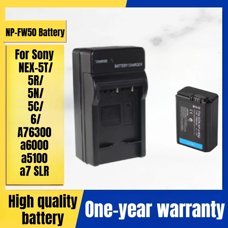 NP-FW50 camera battery, charger for Sony NEX-5T/5R/5N/5C/6/7/F3 A76300 a6000 a5100 a7 SLR camera 7.4V 1080mAh