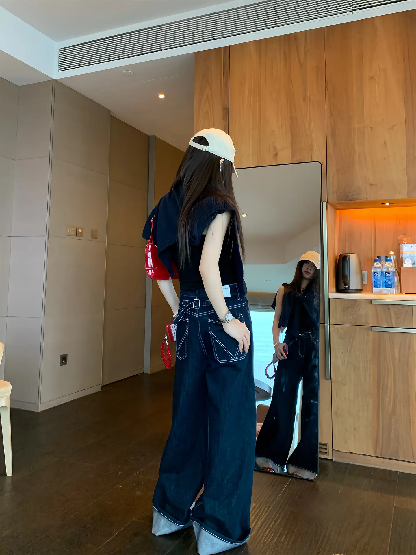 

Spring Design Wide Leg Slimming Denim Jeans Women's High Waist Vintage Sle Folr Orange Tree Where Are You