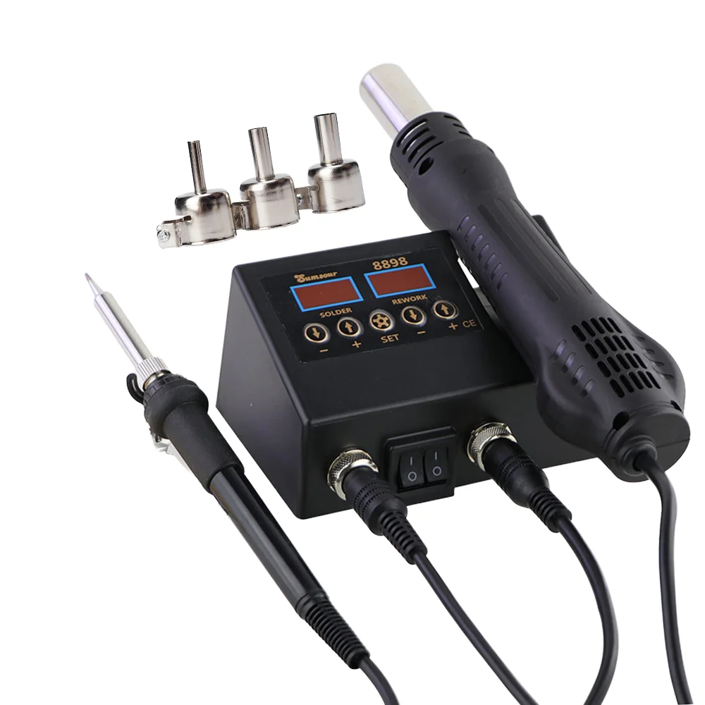 8898 2-in-1 Digital Display Soldering Station Hot Air gu n Solder Iron Tools for Welding Rework Cell-Phone BGA SMD PCB IC Repair