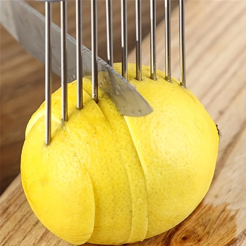 1/4PC Stainless Steel Onion Needle Onion Fork Vegetables Fruit Slicer Tomato Cutter Cutting Safe Holder Kitchen Accessories Tool