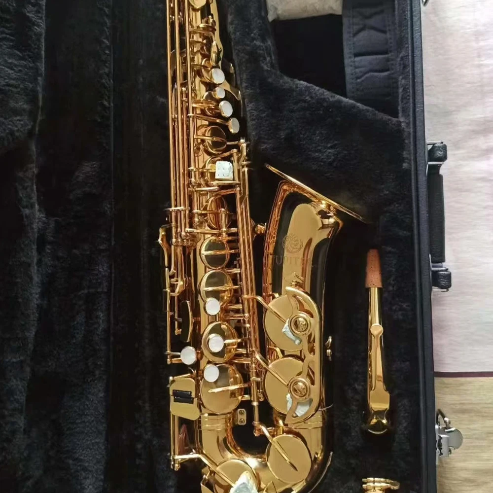 High Quality Jupiter JAS-567 Lacquered Gold Brass Eb Tune Alto Saxophone Leather Padded Tight with Case and Accessories