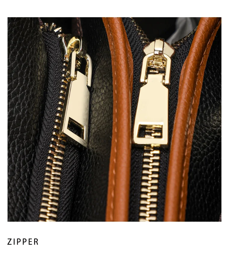 Aidrani Damen-Handtasche mit großer Kapazität, Leder, Rindsleder, Farbblock-Design, Aufschrift, Aufbewahrungstasche, Damen-Tragetasche mit Reißverschluss – Detail 15