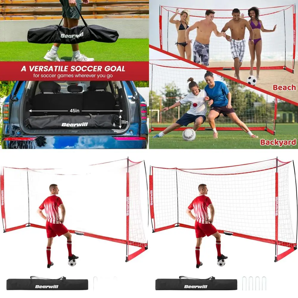 

Portable 12x6ft Soccer Net with Collapsible Metal Base for Easy Setup, Suitable for Outdoor and Indoor Practice