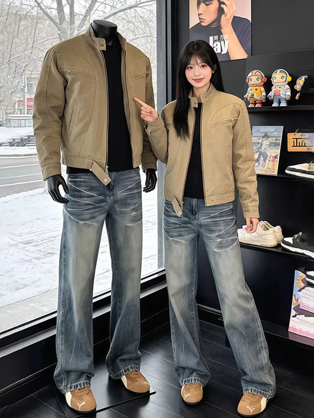 

Мужская куртка в американском стиле с воротником-стойкой, винтажная рабочая одежда, верхняя одежда, стильная куртка для весны и осени, бейсбольная форма