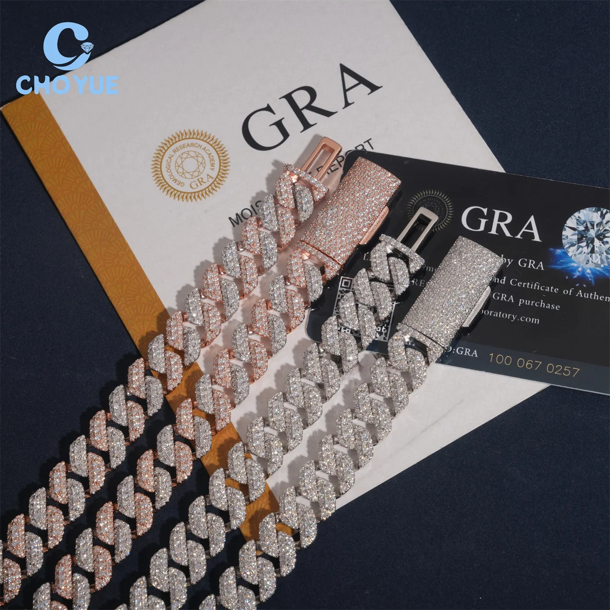 Moissanite Cuban Link Chain Iced Out - 13 mm, buzlu görünümlü, VVS Moissanite