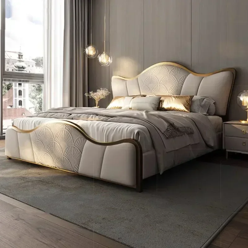 European Wood Girls Double Bed Frame Storage Luxury Elegant King Size Bed Frame Safe Children Sun Muebles Postmodern Furniture