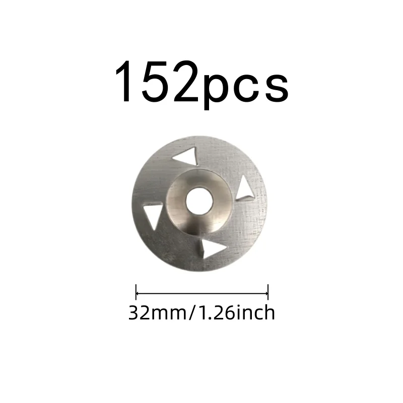 152 pcs 32mm Claw-Type Washers with Pre-Drilled Center Hole, ideal for Gypsum Board Fixing and Wall Construction