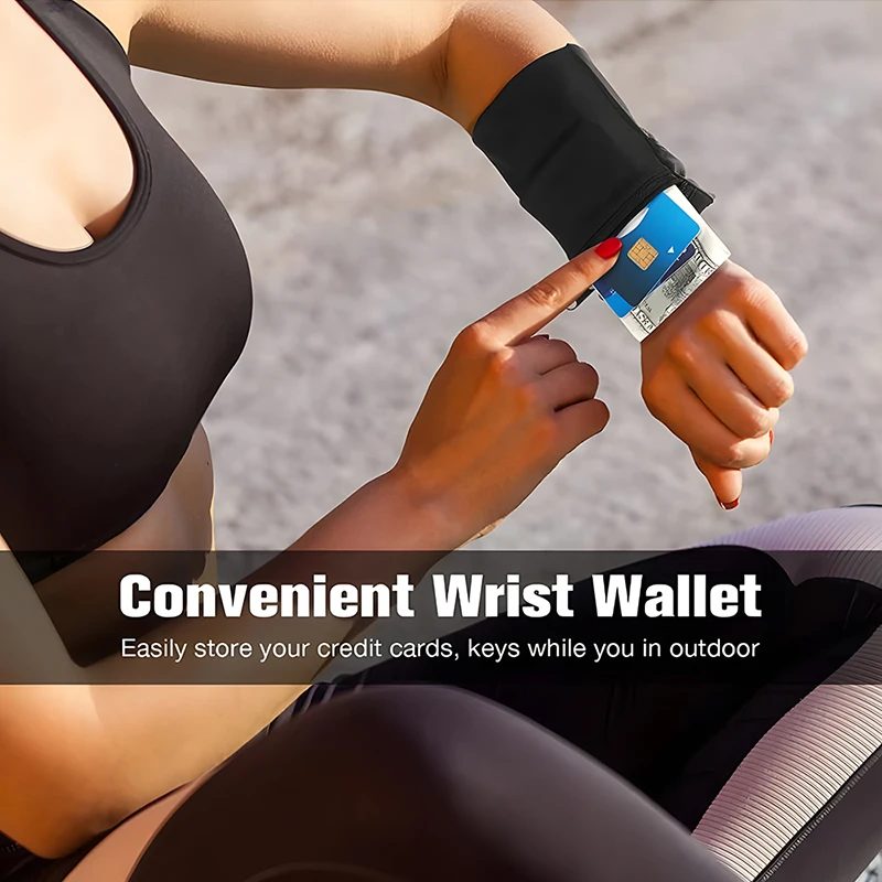 Men Women Wrist Wallet Pouch Band Fitness Running Wristband for Mobile Phone Key Cards Coin Cycling Wrist Bag Sweatband