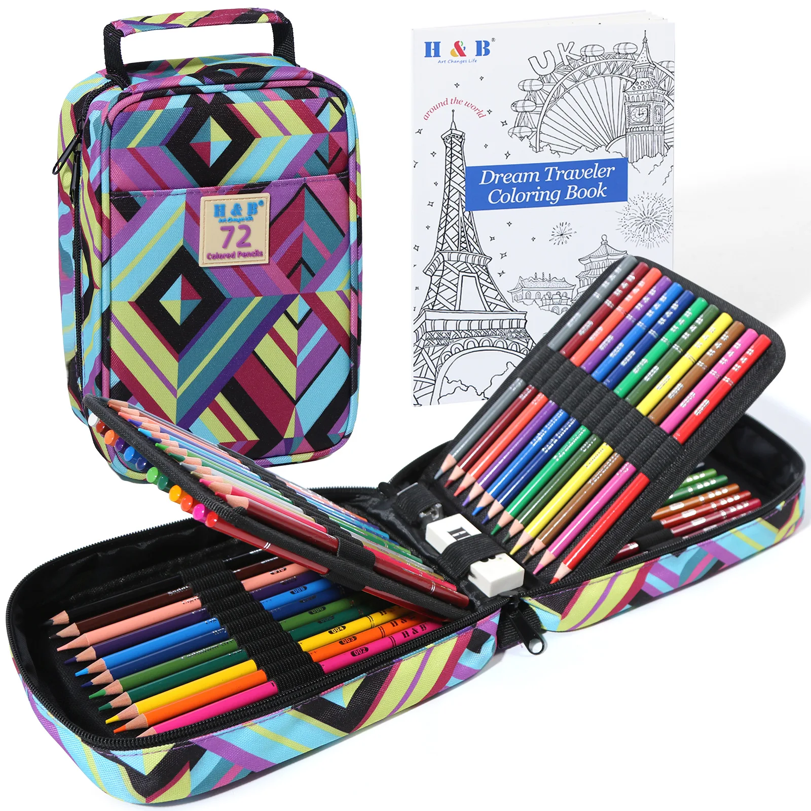Oil Based Colored Pencil Set 72 120 180 Colors Wooden Drawing Pencils with Sharpener Eraser and Coloring Book for Adults Kids
