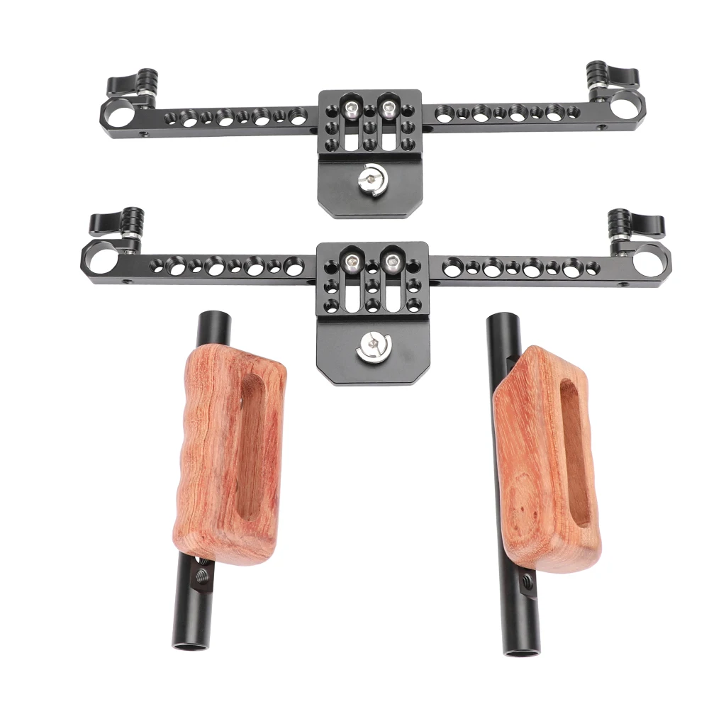 KIMRIG Adjustable Full Monitor Cage Kit With Wooden Handles For 5\