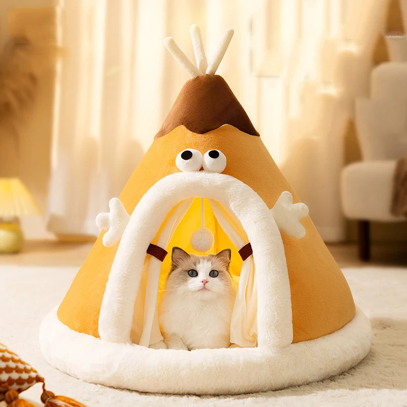 

Christmas Cat Bed Dog Tent House Mat Pet Self-Warming Cave Cute Sofa For Small Dog Kitten Hut Hideout Pet House Washable