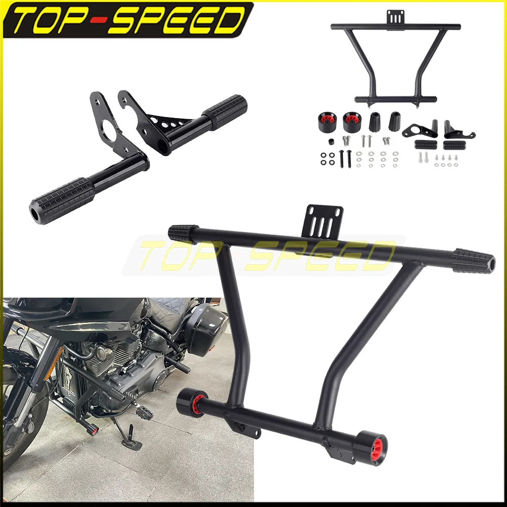 

Engine Guard Crash Bar Protector Motorcycle Mild Steel Highway Crash Bars For Harley Softail Low Rider ST 117 FXLRST 2022 2023