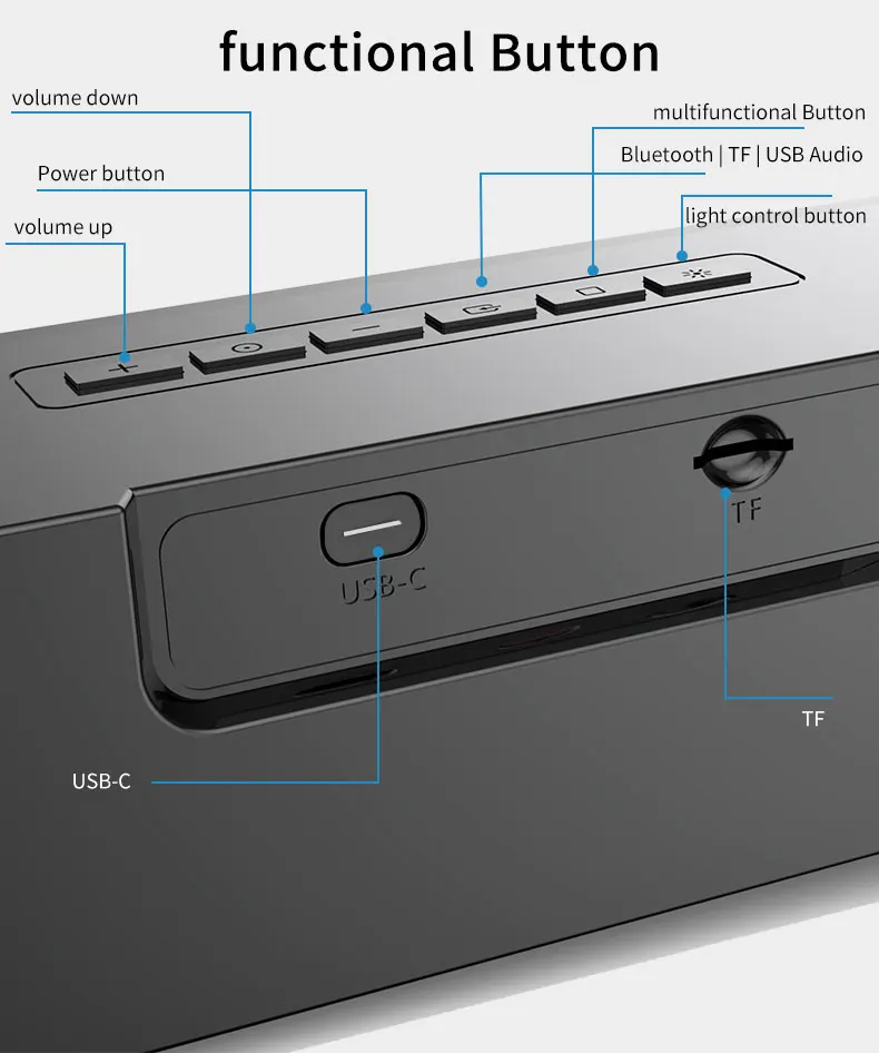 2022 Mới Thoáng Mát Đèn Nhiều Màu Sắc Siêu Trầm 2 Sừng 10W Loa Bluetooth Không Dây Gọi Cho Điện Thoại Máy Tính Soundbar Di Động