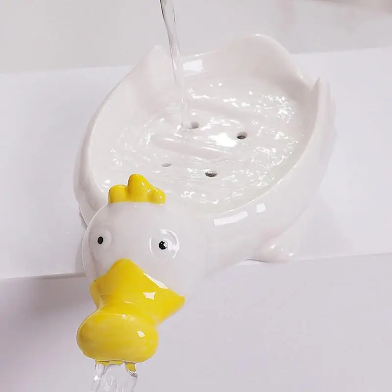 Soap Holder Cute Duck Shaped Self Draining Storage Tray Sponge Rack Holder For Shower Bathroom Kitchen Sink Home Accessories