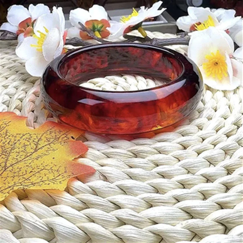 Imitation , blood medicine amber bracelet, flat bar handmade