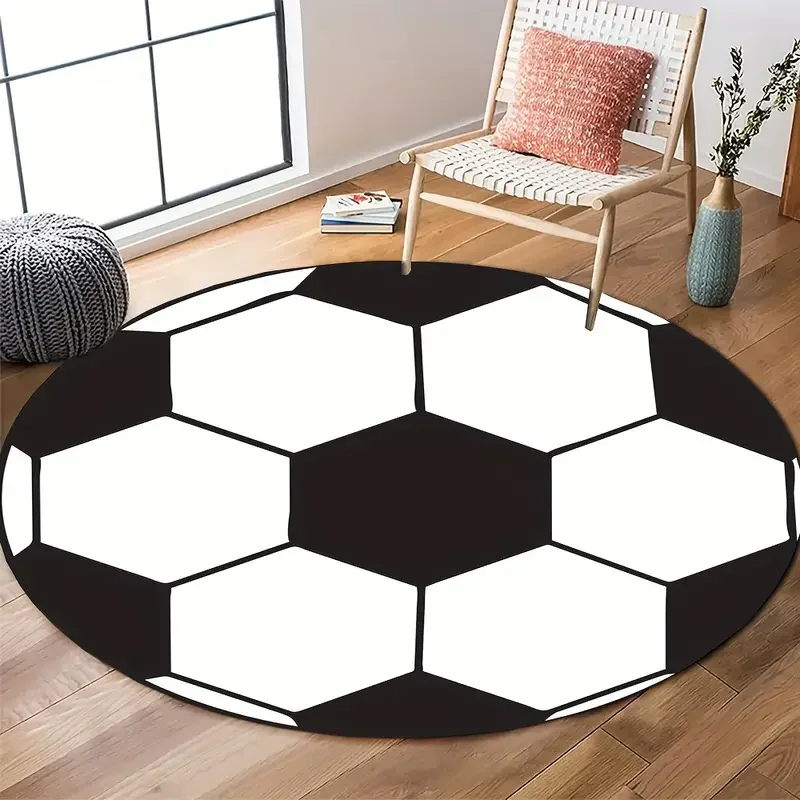 Ball Fußball Kind Spielmatte Runder Teppich Wohnzimmer Kreis Bodenmatte Rutschfeste Schlafzimmer Fußmatte Waschbar Zuhause Flur Bereich Dekor Teppich