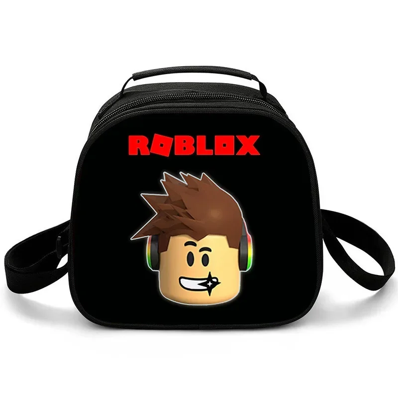 Roblox Lunch Bag Elementary School Students Picnic Bag Round Ice Bag Roblox Cartoon Cartoon Portable Insulation Bag