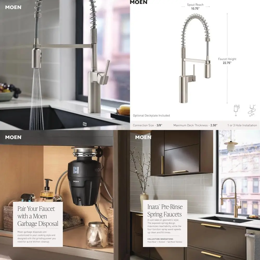 

Modern One-Handle Stainless Steel Pull-Down Kitchen Faucet with Pre-Rinse and Power Boost, Easy to Install, Spot-Resistant Finis