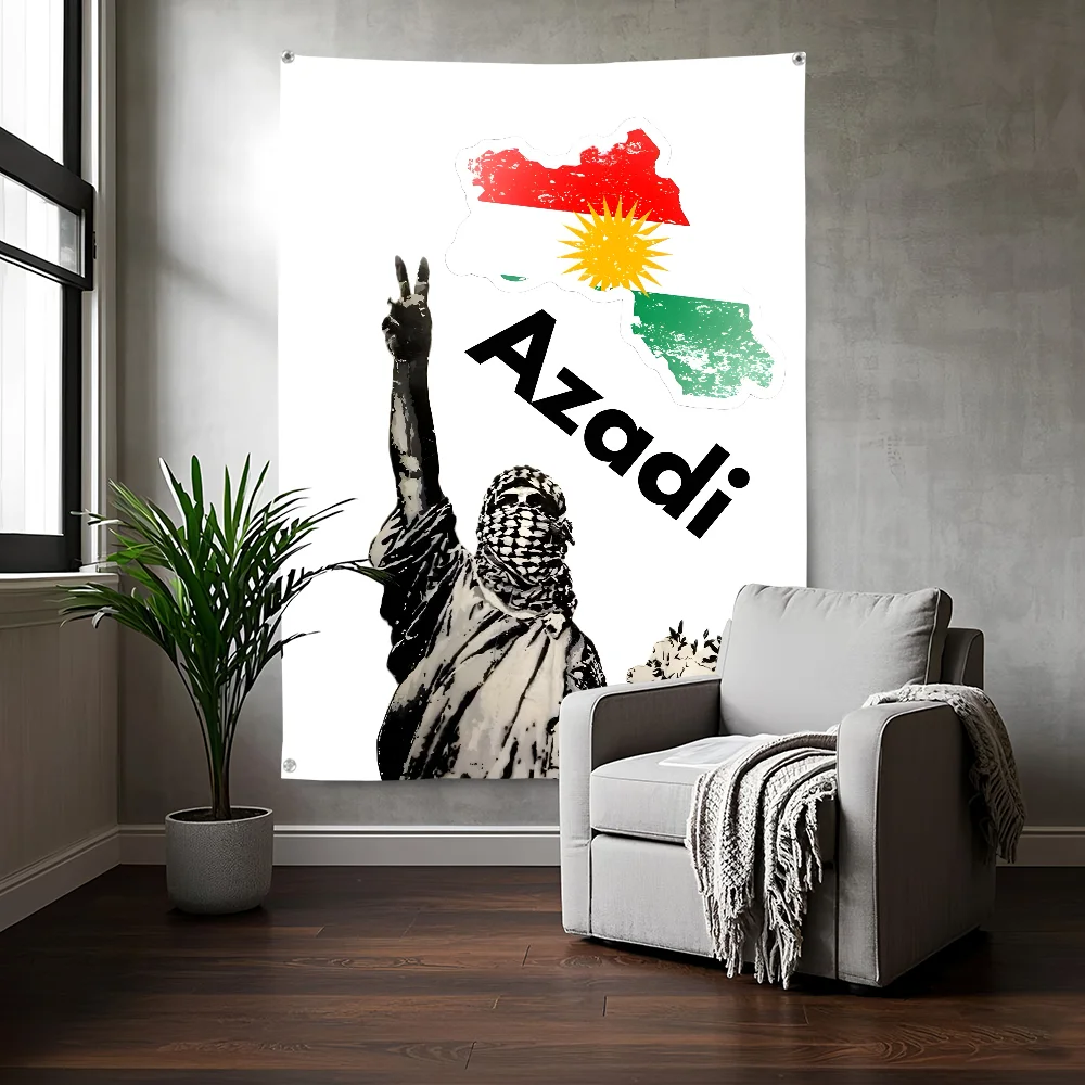 Kurdistan Eagle Map Azadi Flag Bedroom Living Bar Garden Outdoor Microfiber Festival Decoration Background Art Banner