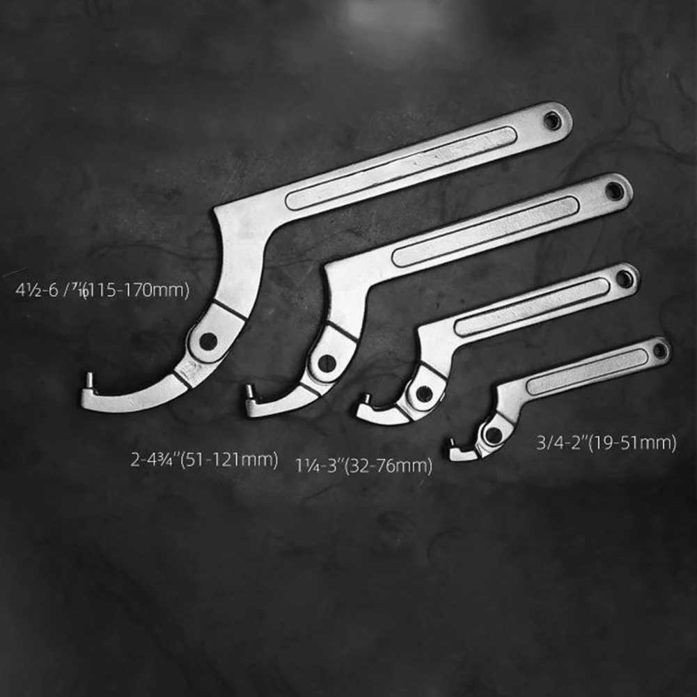 Hand Tools Wrench Adjustable Basic Hook Key Mechanical Multiple Round Head Shock Absorber Spanner Carbon Steel