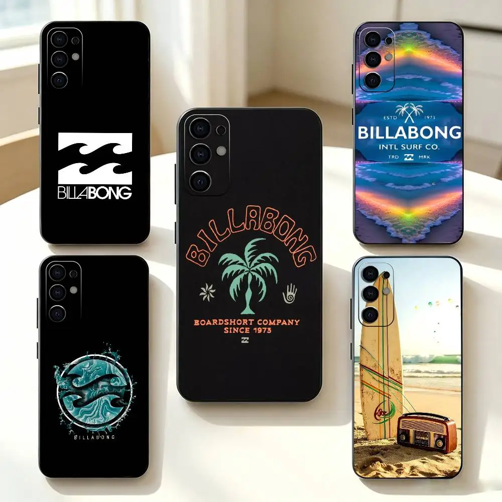 Funda de Silicona Suave Negra b-Billabong Fashion para Samsung S25, S24, S21, S22, S23, S30, Ultra, S20, Plus, Fe