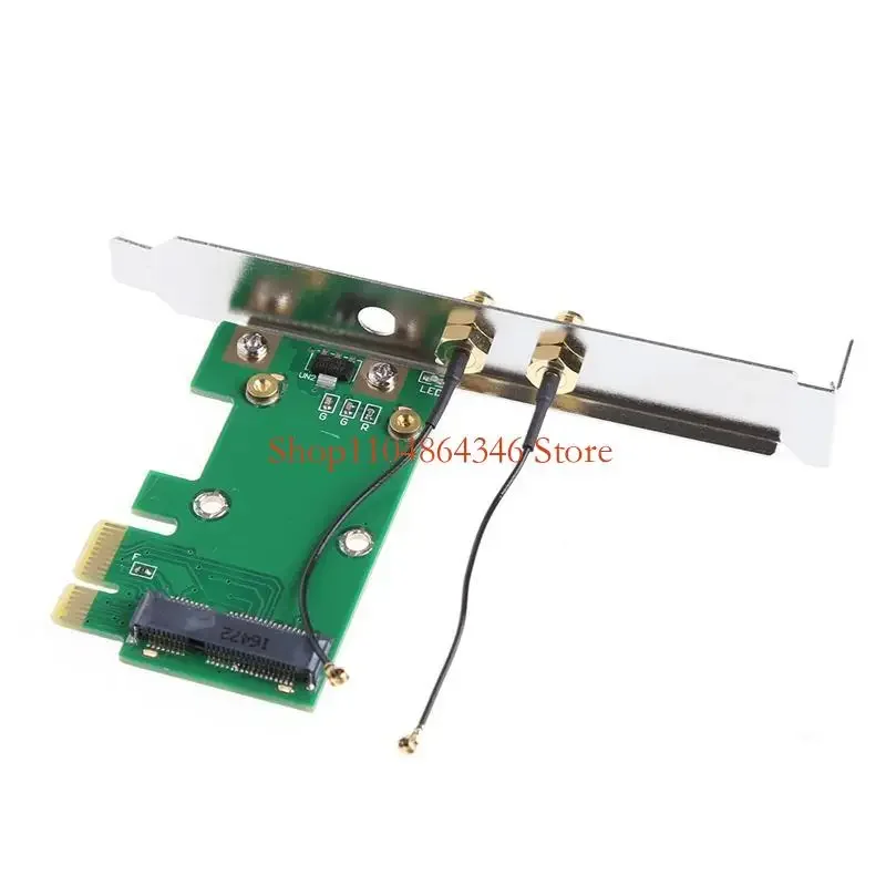 

5asd Wireless Wifi Card Mini PCI-E To PCI-E 1X Desktop Adapter + 2 Antennas