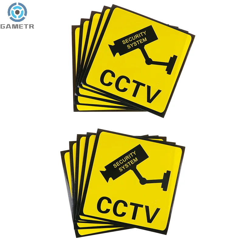 10ชิ้นสติกเกอร์สัญญาณเตือนสำหรับตรวจตราวิดีโอ CCTV สัญญาณเตือนกล้องวงจรปิด