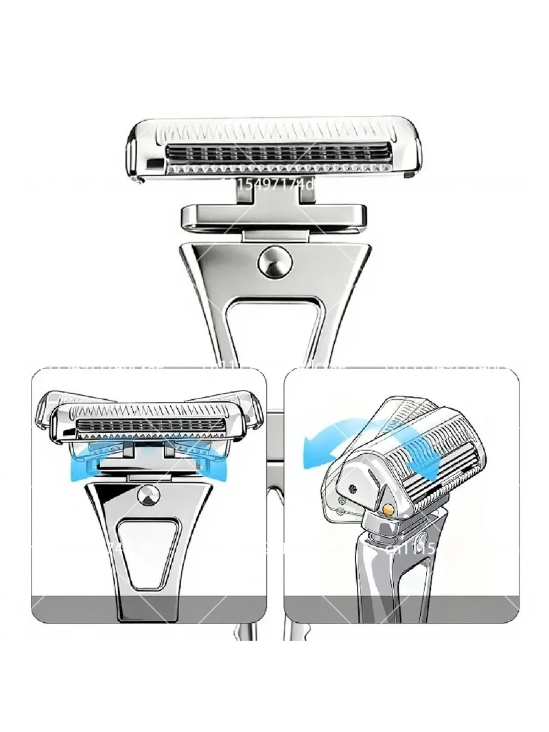 Metal 4-Layer Half-Blade Knife Holder Floating Razor Head Manual Double-Sided Blade Classic