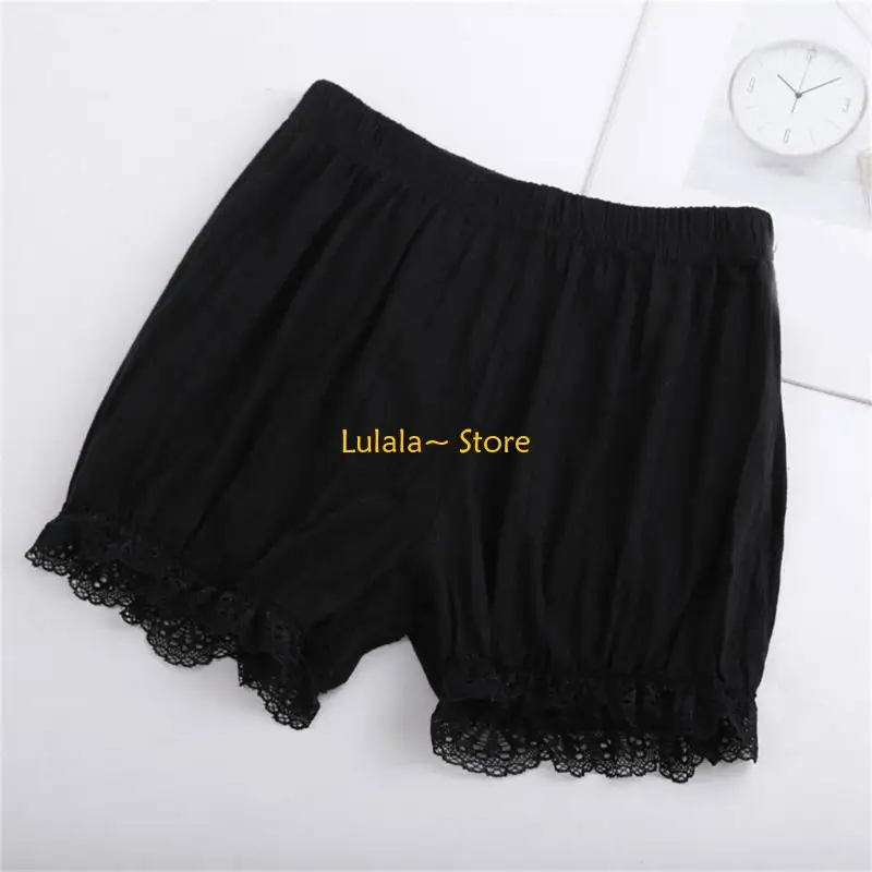 Y4QA Cotton Safety Shorts Thin Lace Design Summer Loose Comfortable Wear for Girls
