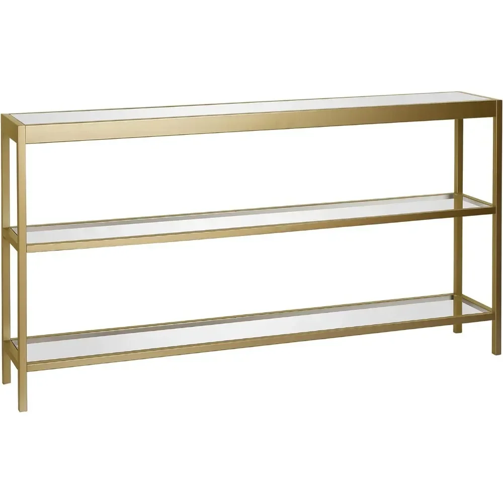 55" Wide Rectangular Console Table in Brass, Entryway Table, Accent Table for Living Room, Hallway