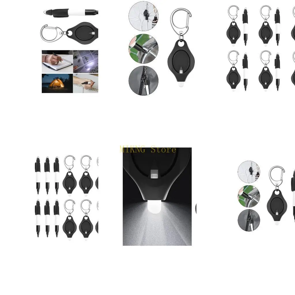 12PCS Mini Portable Keychain Flashlight and Mini Permanent Marker, best sale