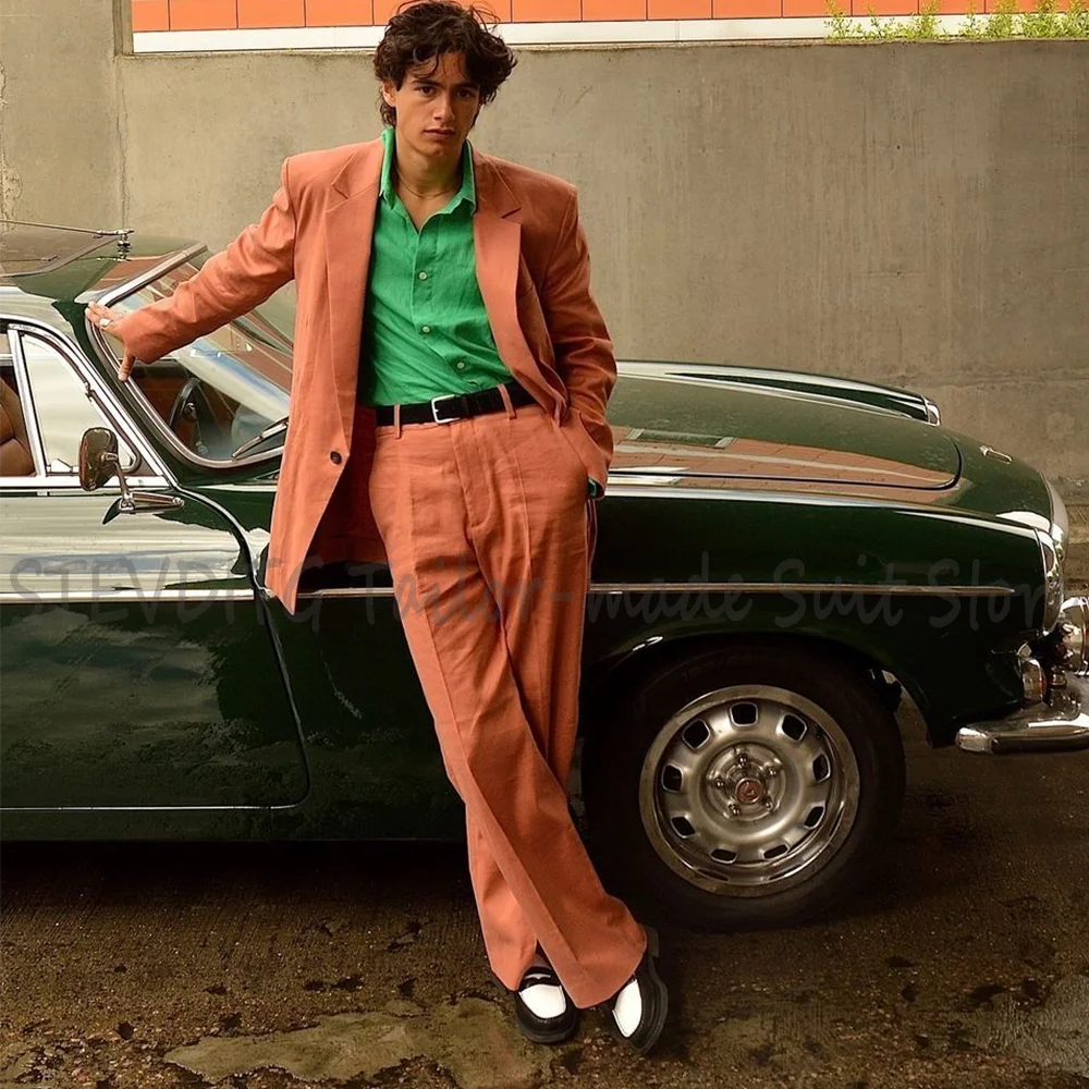 Traje de 2 Piezas para Hombre, Corte Recto, Elegante, con un Solo Botón y Solapa con Muescas, Ropa de Calle de Alta Calidad, Trajes de Hombre para Fiesta de Graduación, Ropa Casual
