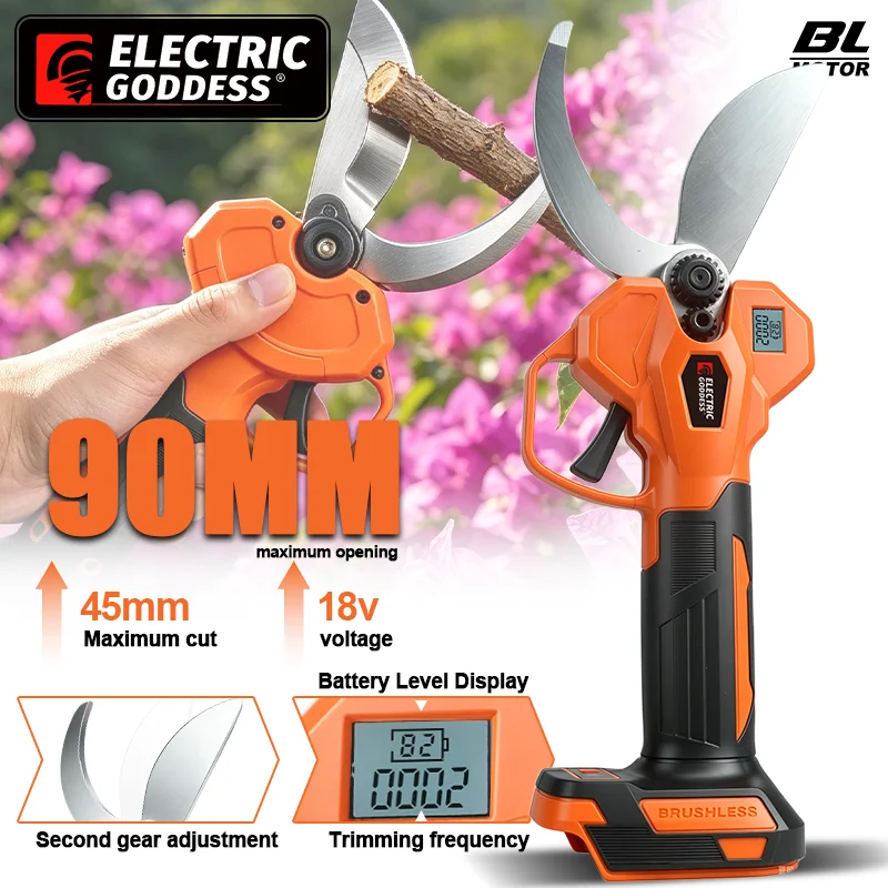 Electric Goddess Brushless 45mm Electric Pruning Shear Cordless Fruit Tree Bonsai Electric Scissors For MAkita 18V Battery Pin