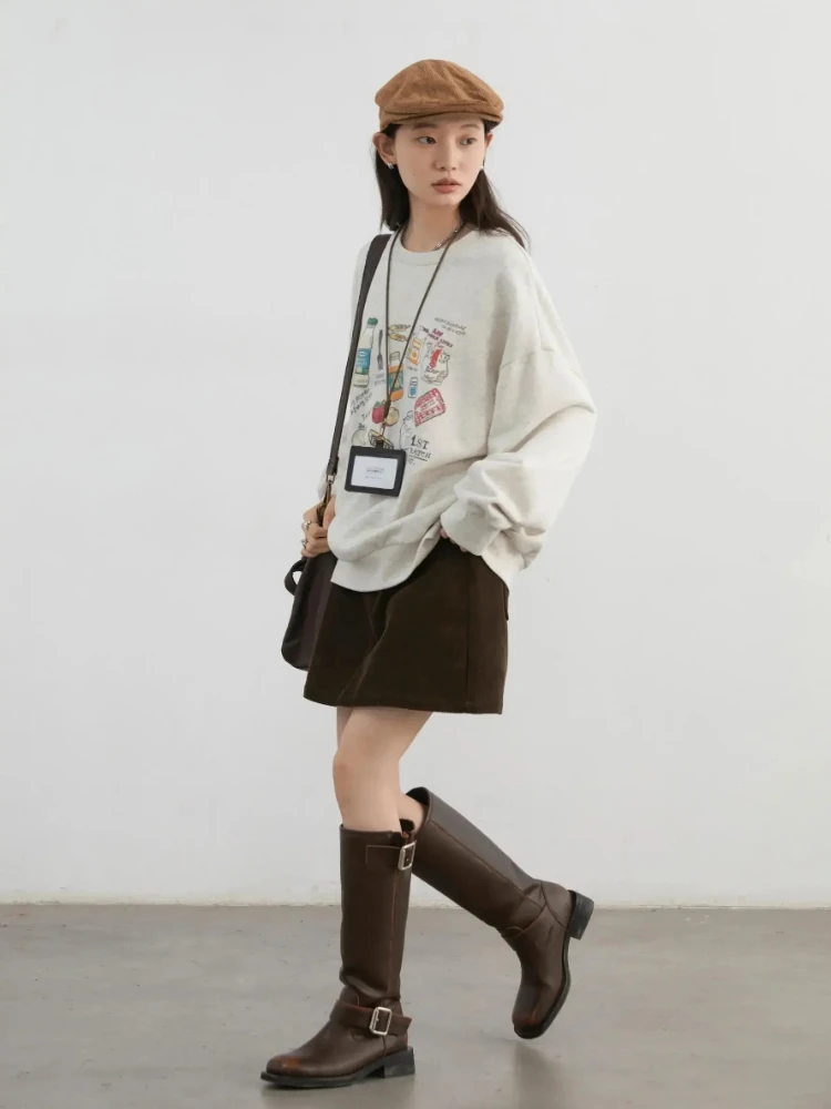 CHIC VEN Vrouwen Sweatshirts Fashion Casual Losse O-hals Lange Mouwen Gedrukt Tops Vrouwelijke Kleding Herfst Winter Nieuwe 2025