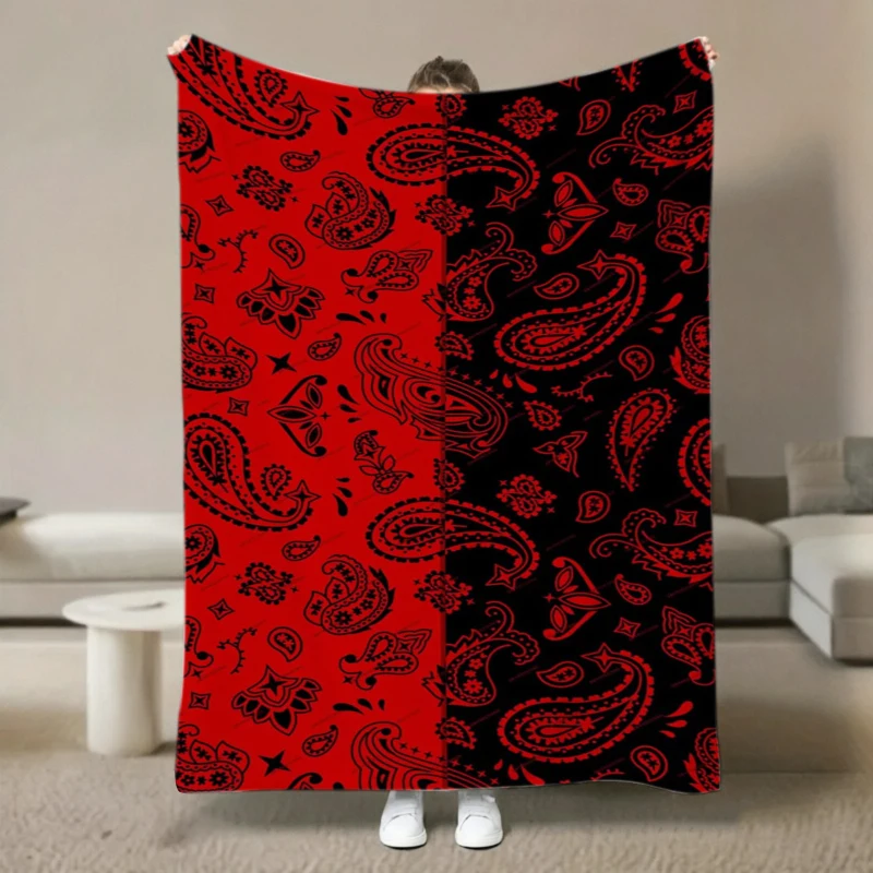 Purple Background White Paisley Bohemian Fleece Blanket For Eclectic Bedroom Decor Lightweight Plush Throw Blanket Cover