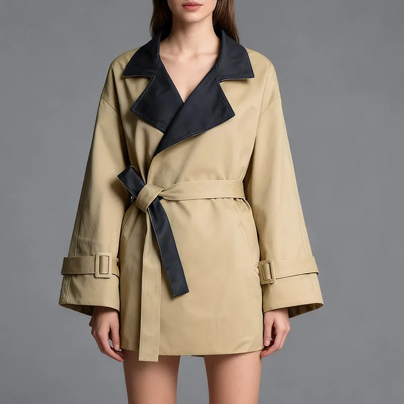 

Новое женское пальто с отложным воротником и длинным рукавом, лоскутное пальто