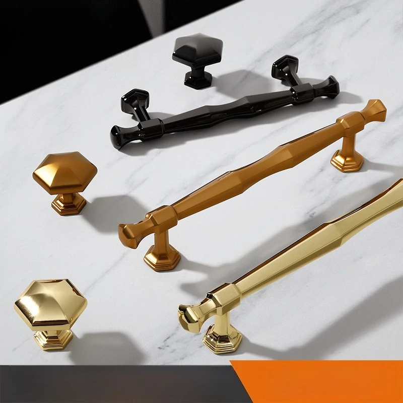 Luxury Black Cabinet Handles Minimalist American Style Drawer Pulls for Wardrobe Furniture Hardware