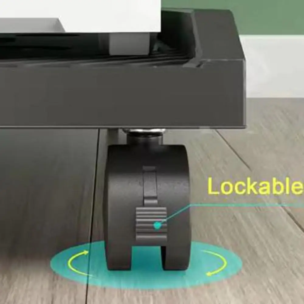 

Universal Plastic Mobile CPU Stand Black Lockable PC CPU Holder with Wheels Heavy-Duty CPU Stand Under Desk