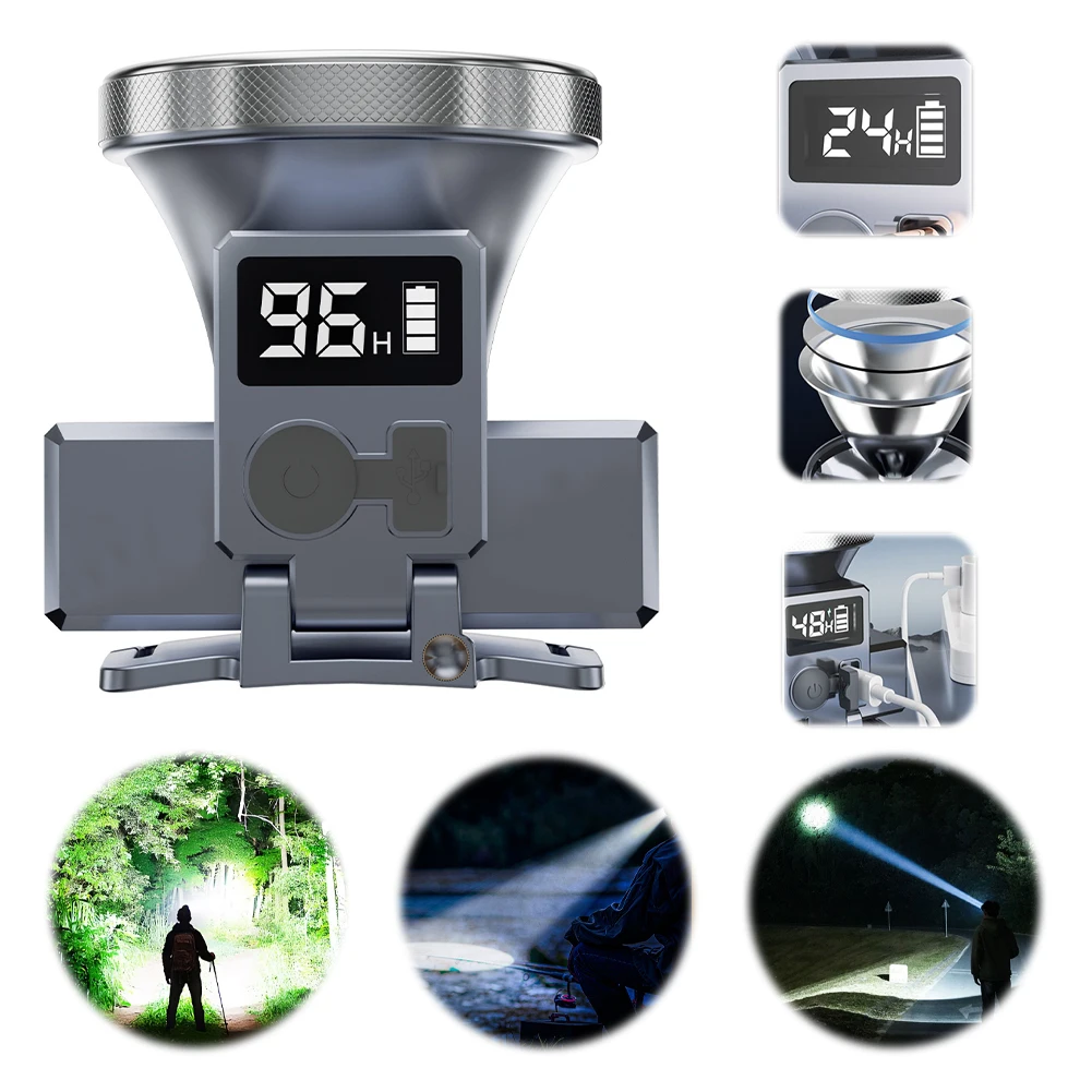 

LED Headlamp Outdoor Camping Head Lamp 3 Modes Rechargeable Headlight Waterproof Super Bright Headlight for Fishing Hiking
