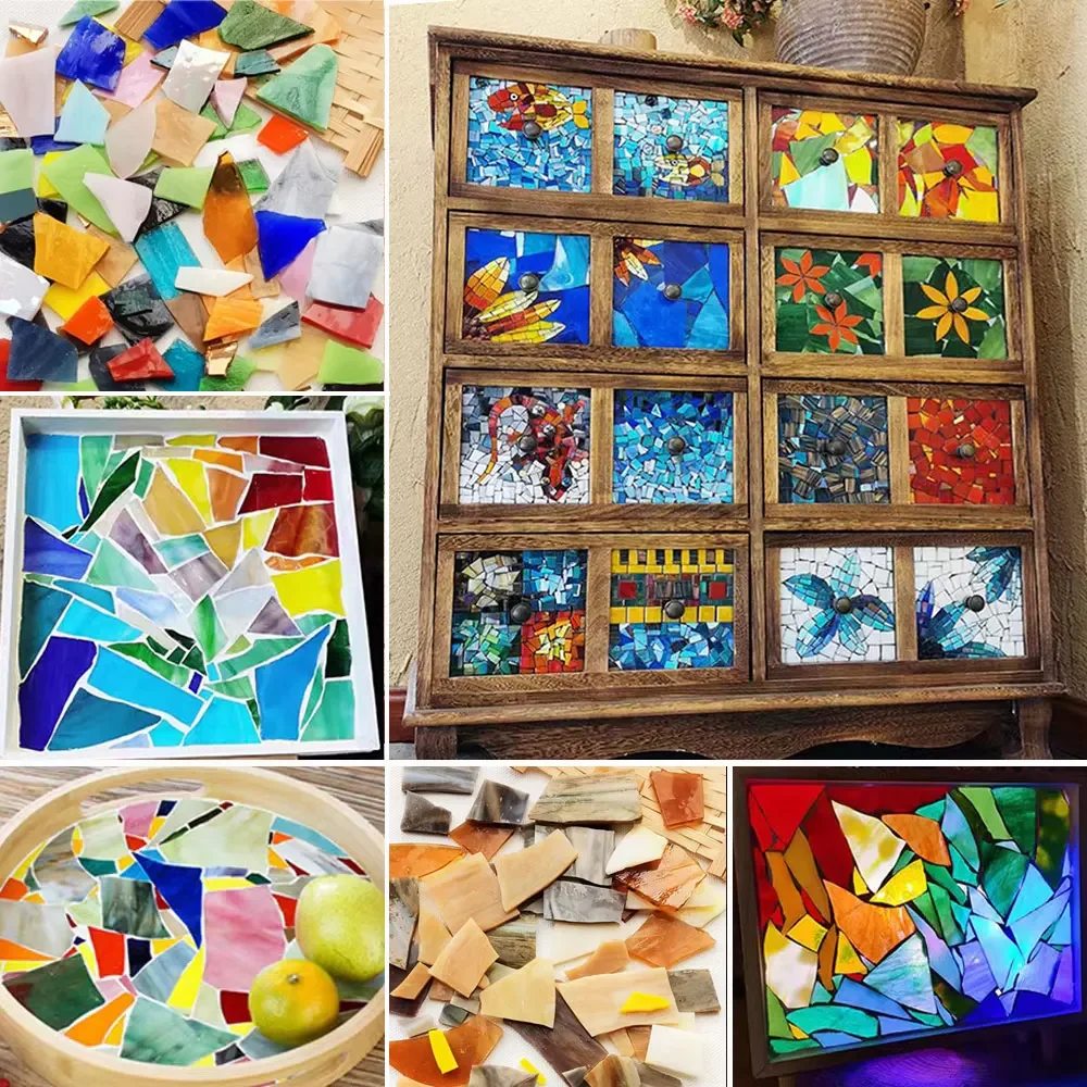 100g Mosaic Tiles Stained Glass Mosaic DIY Handmade Coaster Mosaic Puzzle Making Art Wall Decoration Supplies Mixed arte