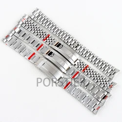 20MM Strap Silver Presidential Oyster Bracelet Soild Stainless Steel Glide Lock Clasp Wristband for Sub Log NH34 NH35 Watch Case