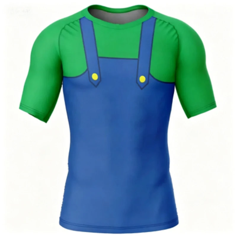 Mario Bodysuit Luigi Valiuki Color Matching Combat Training Quick Drying Top