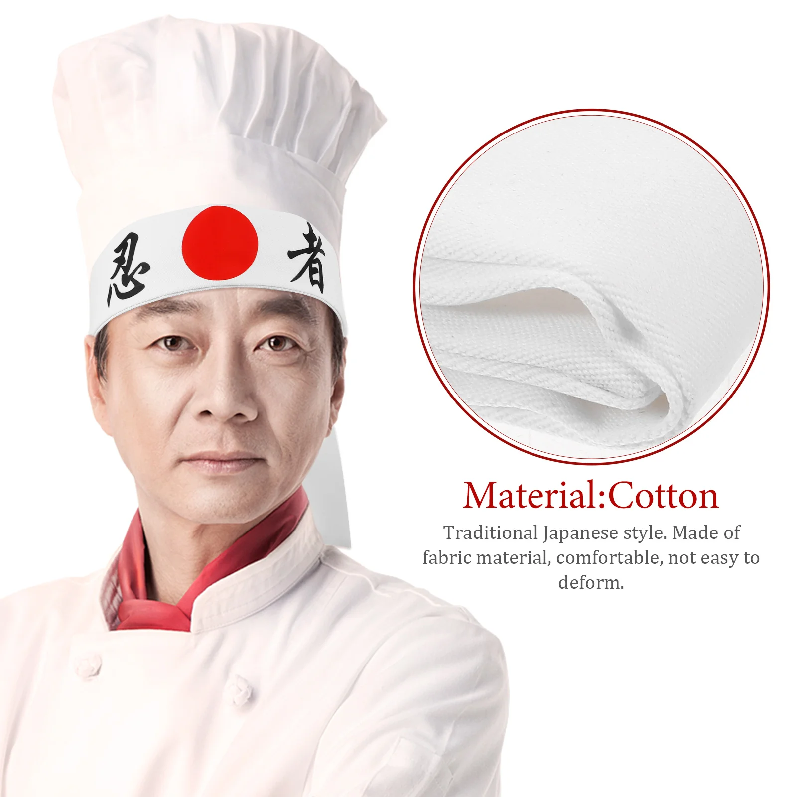 

Japanese Style Samurai Headband Adjustable Wide Headbands For Men Women Comfortable Fabric Workout Running Karate Sports