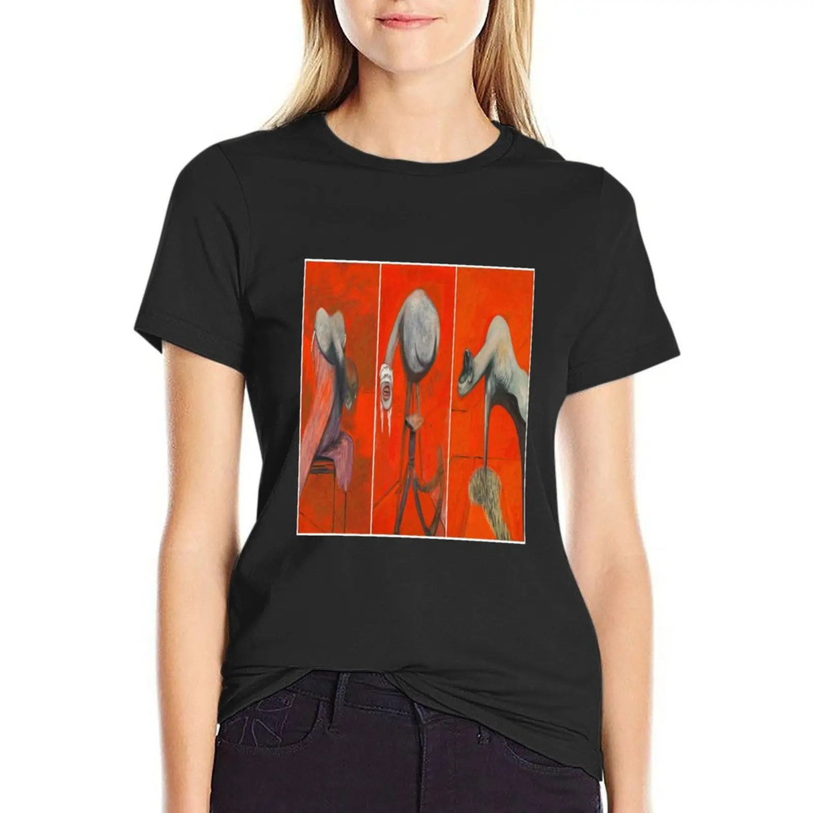 Francis Bacon Three Studies for Figures at the Base of a Crucifixion 1944 T-Shirt funny anime clothes t-shirts for Women cotton