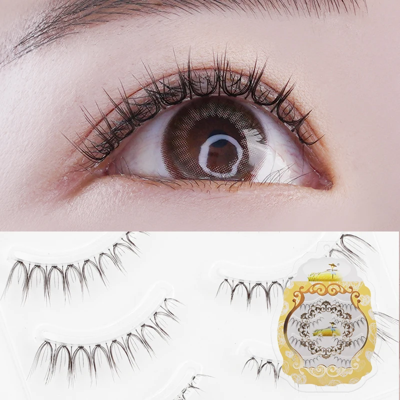 Grafting World N07 Sharpened False Eyelash Transparent Stem Natural Thick Curling Sectional Simulation Bridal Dress