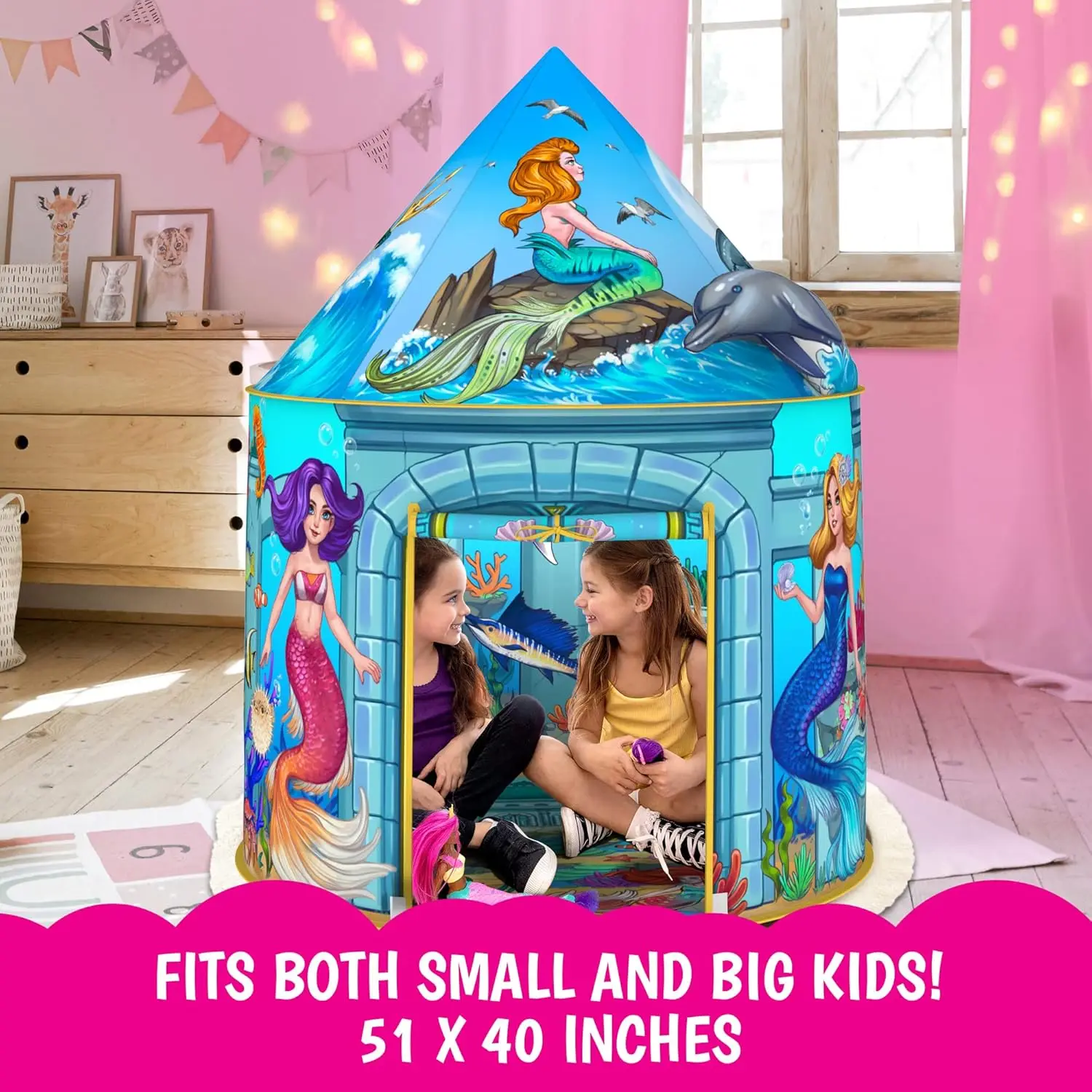 Barraca de brincar para crianças, tenda dobrável pop up, brinquedo para crianças internas e externas, rosa, princesa, playhouse, para menina, unicórnio, castelo
