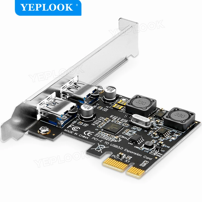 PCIe – carte d'extension USB3.0 4a 2 ports, adaptateur haute vitesse, 5Gbps, convertisseur, auto-alimenté VIA un Chipset avec support